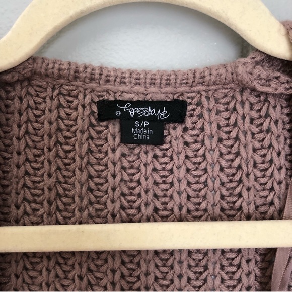 Chunky Cable Knit Open Front Long Sleeve Cardigan Sweater Top Mauve Small Womens - Picture 2 of 3